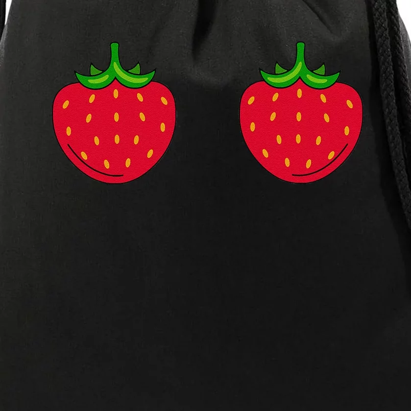 Funny Strawberry Summer Bra For Halloween Fruity Drawstring Bag