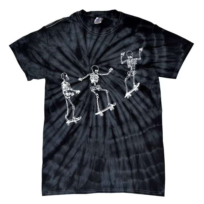 Funny Skeleton Skateboard Halloween Skateboarding Skeleton Tie-Dye T-Shirt