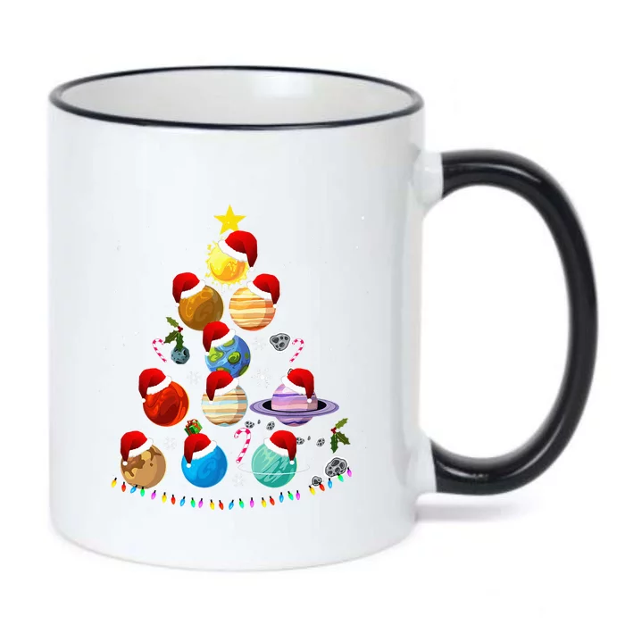 Funny Solar System Space Planets Tree Christmas Pajama Xmas Black Color Changing Mug