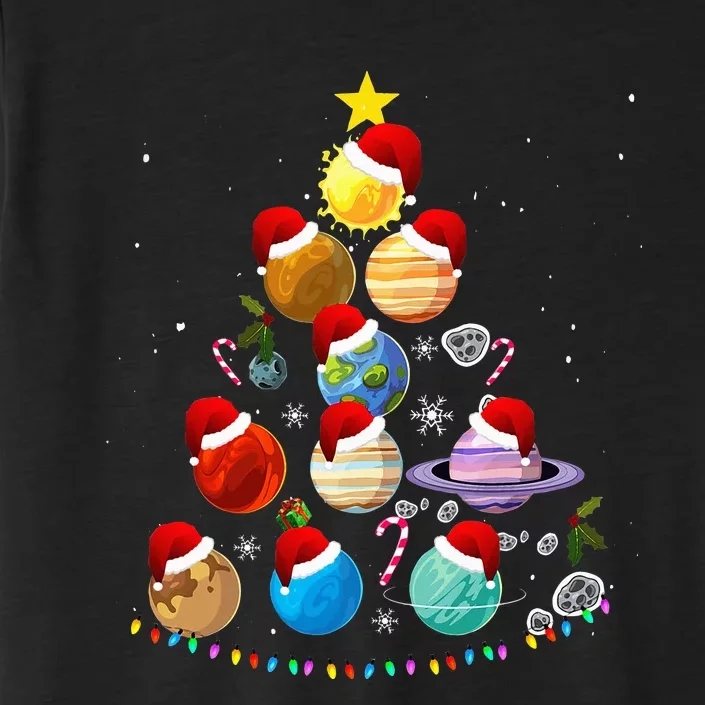 Funny Solar System Space Planets Tree Christmas Pajama Xmas ChromaSoft Performance T-Shirt