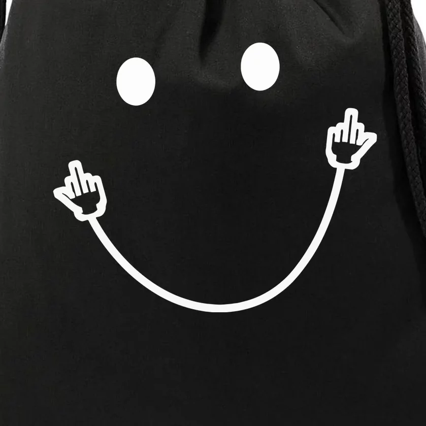 Funny Sarcasm Smile Face Middle Finger Meme Quote Gift Drawstring Bag