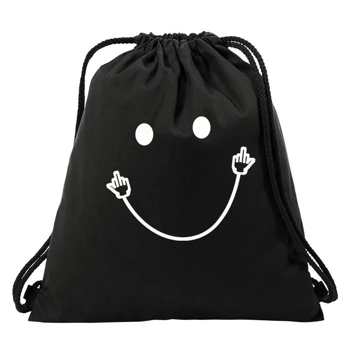 Funny Sarcasm Smile Face Middle Finger Meme Quote Gift Drawstring Bag