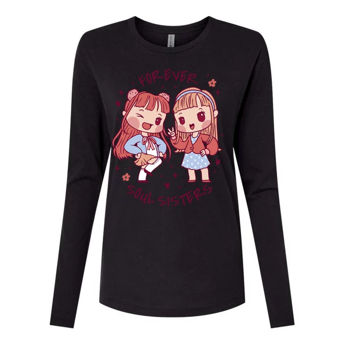 Forever Soul Sisters Chibi Friends Womens Cotton Relaxed Long Sleeve T-Shirt