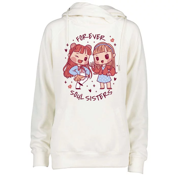 Forever Soul Sisters Chibi Friends Womens Funnel Neck Pullover Hood