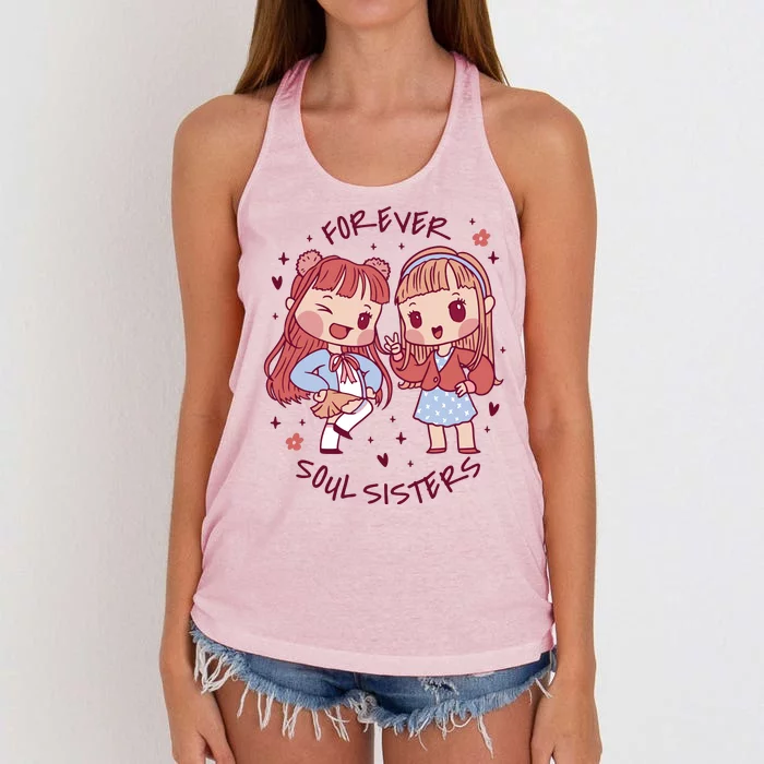 Forever Soul Sisters Chibi Friends Women's Knotted Racerback Tank