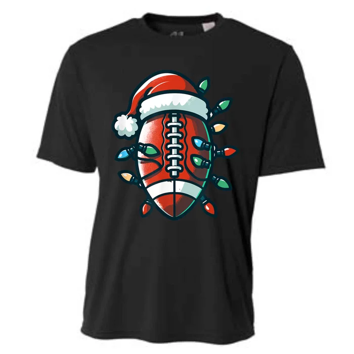 Football Santa Sports Christmas Design Football Player Cooling Performance Crew T-Shirt