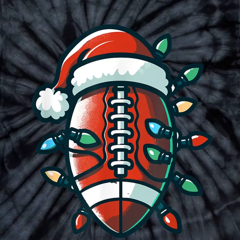 Football Santa Sports Christmas Design Football Player Tie-Dye T-Shirt