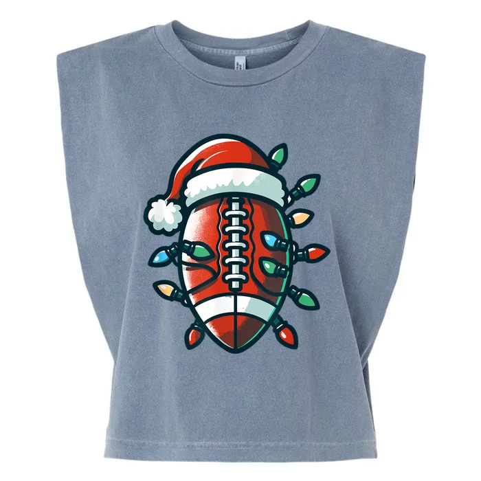 Football Santa Sports Christmas Design Football Player Garment-Dyed Women's Muscle Tee