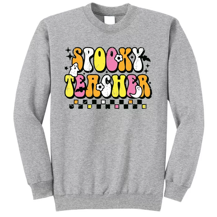 Funny Spooky Season Retro Spooky Teacher Halloween Costume Tall Sweatshirt