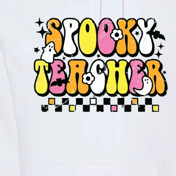 Funny Spooky Season Retro Spooky Teacher Halloween Costume Premium Hoodie