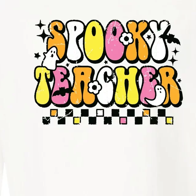 Funny Spooky Season Retro Spooky Teacher Halloween Costume Cropped Pullover Crew