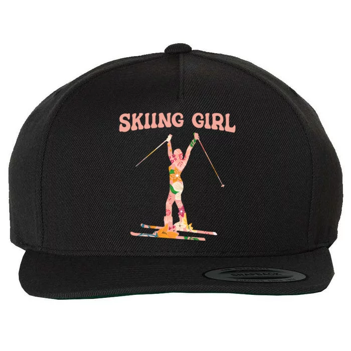 Funny Skiing Ski Mountain Winter Snow Sport Gift Skiing Cute Gift Wool Snapback Cap