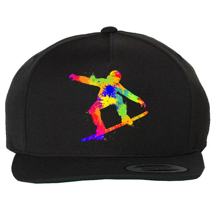 Funny Skiing Snowboarding Colorful Cute Gift Wool Snapback Cap