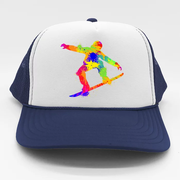 Funny Skiing Snowboarding Colorful Cute Gift Trucker Hat