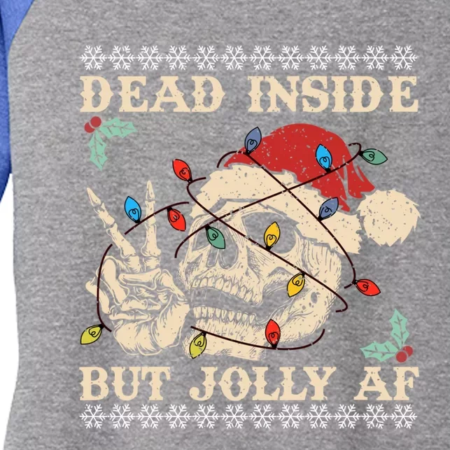 Festive Sarcastic Snarky Skeleton Ugly Christmas Sweater Gift Women's Tri-Blend 3/4-Sleeve Raglan Shirt