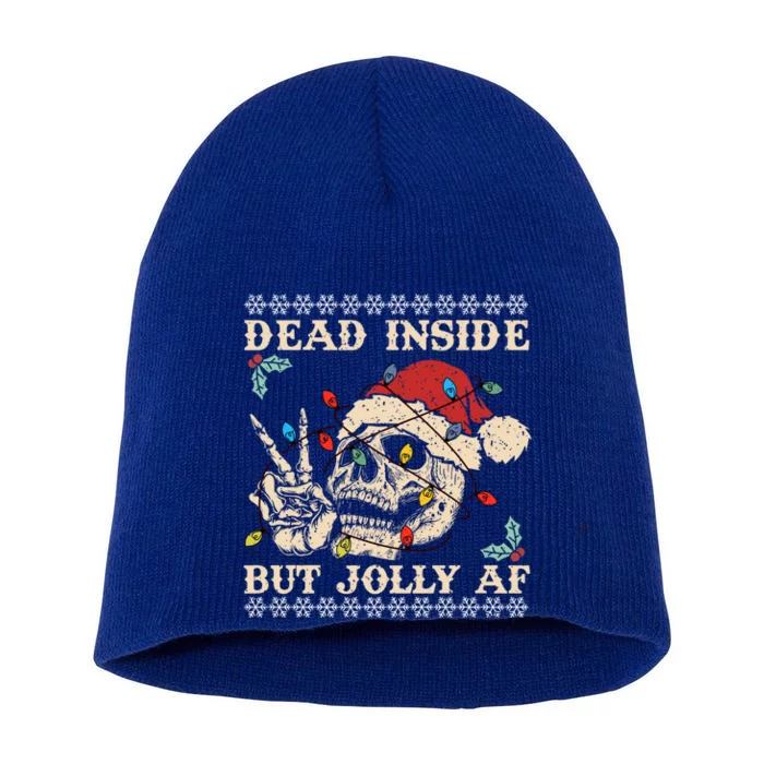 Festive Sarcastic Snarky Skeleton Ugly Christmas Sweater Gift Short Acrylic Beanie