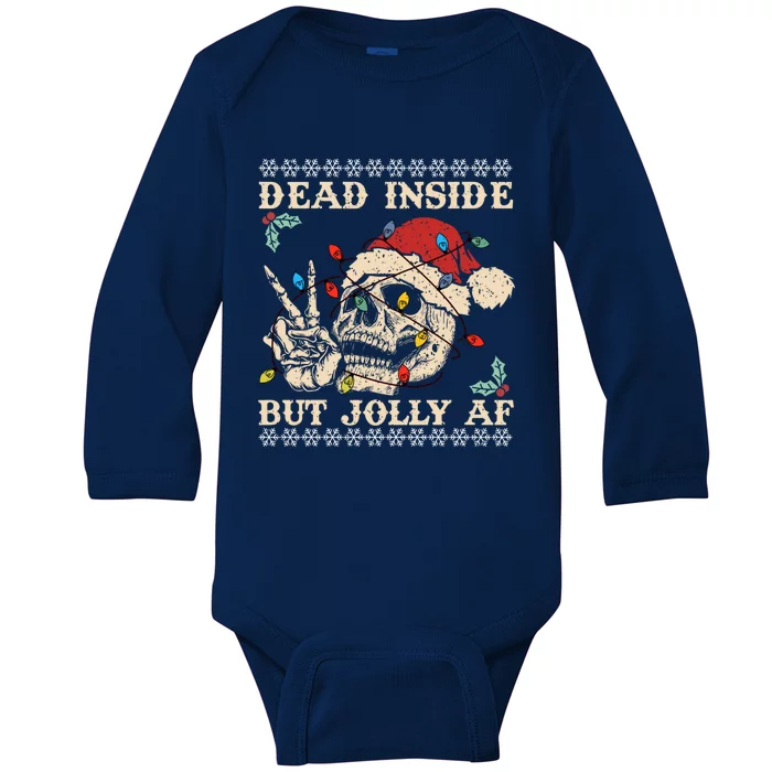 Festive Sarcastic Snarky Skeleton Ugly Christmas Sweater Gift Baby Long Sleeve Bodysuit