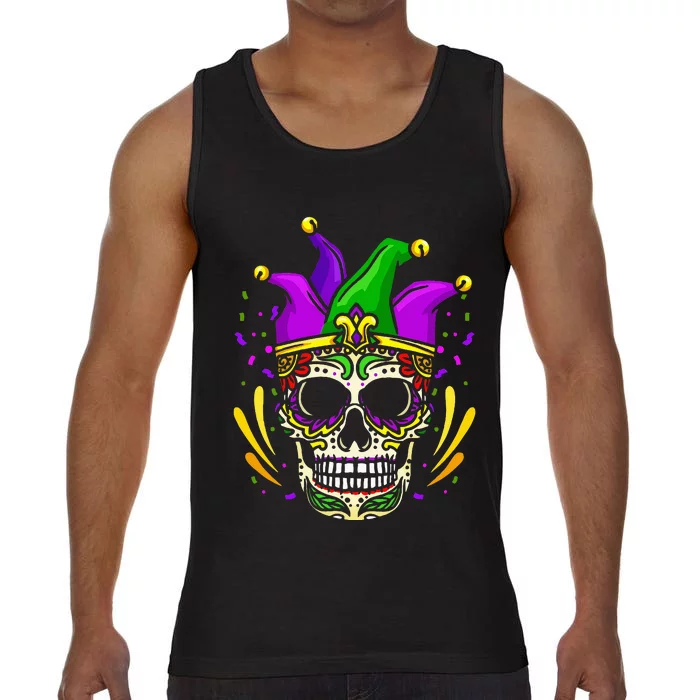 Funny Sugar Skull Mardi Gras Party Comfort Colors® Tank Top