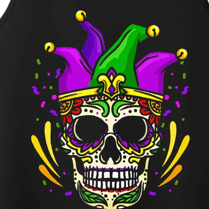 Funny Sugar Skull Mardi Gras Party Performance Tank