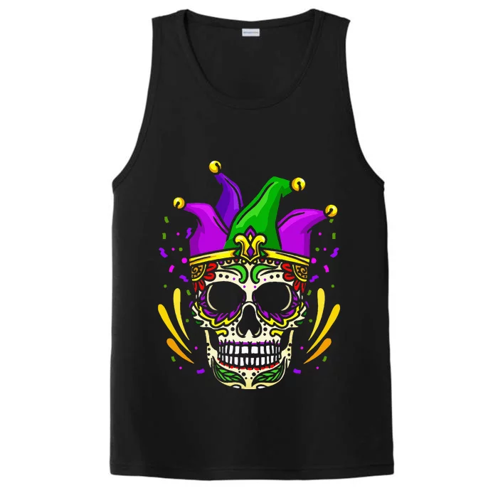 Funny Sugar Skull Mardi Gras Party Performance Tank