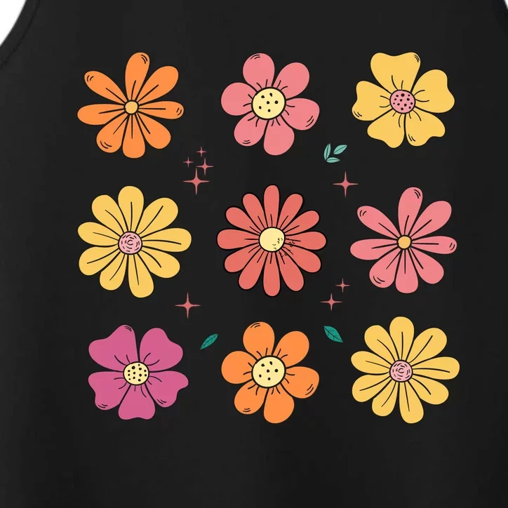 Flowers Spring Summer Floral Groovy Performance Tank