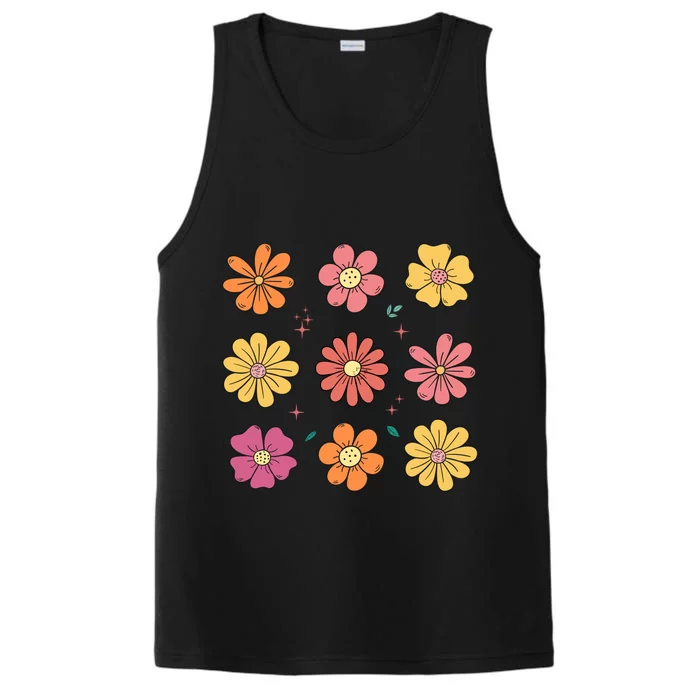 Flowers Spring Summer Floral Groovy Performance Tank