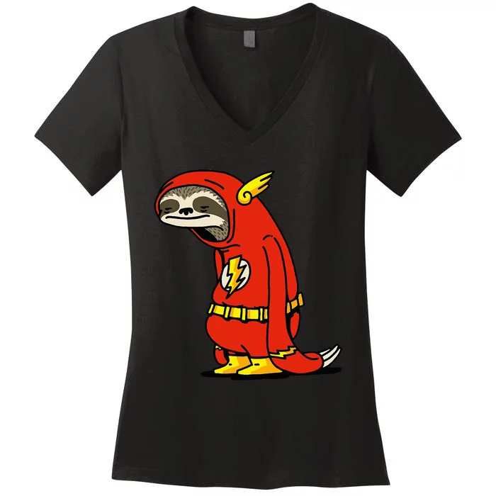 Funny Sloth Superhero Not Fast Not Furious Sloth Lover Women's V-Neck T-Shirt