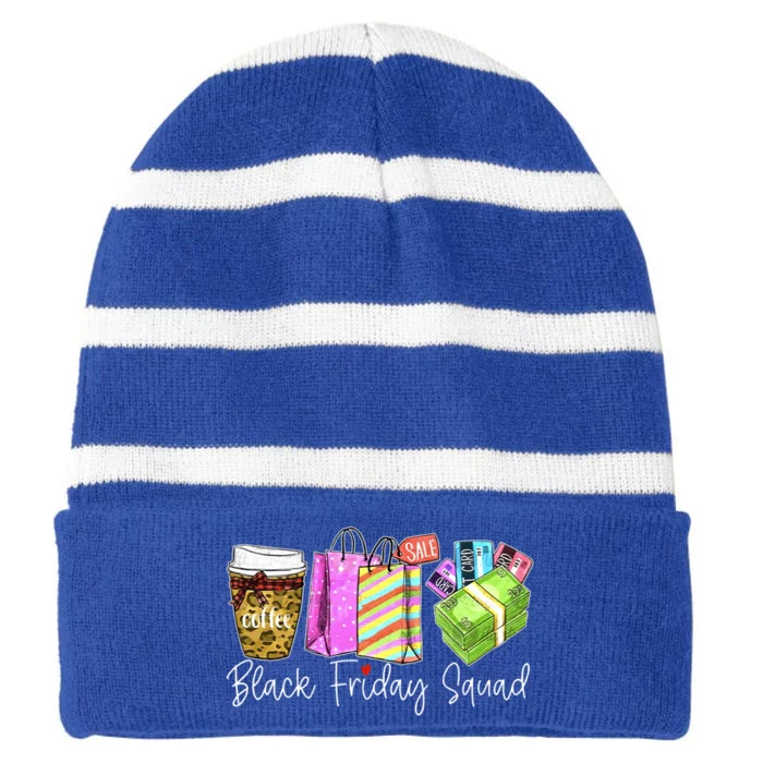 Friday Shopping Squad Christmas Black Shopping Family Group Gift Striped Beanie with Solid Band