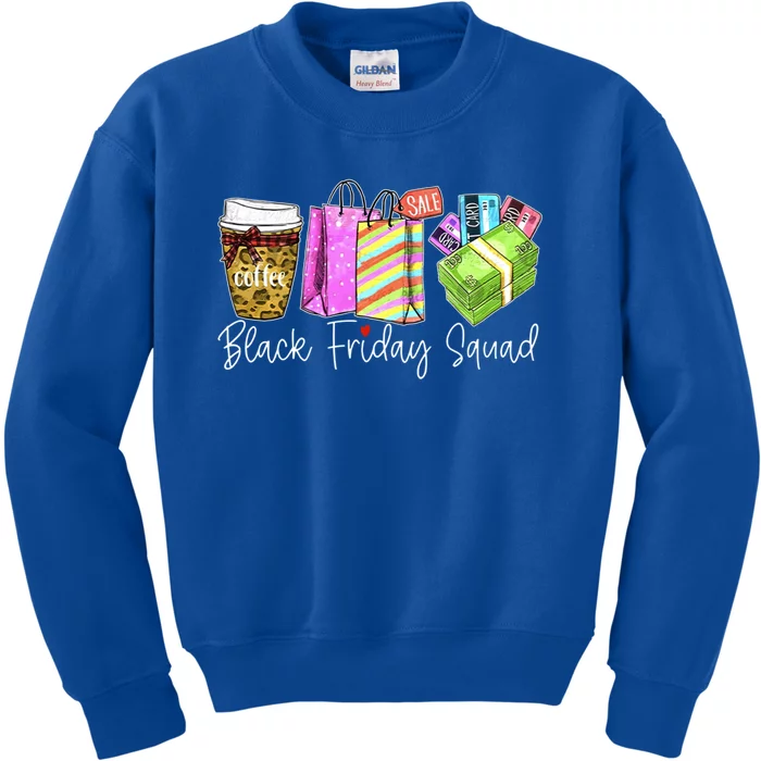 Friday Shopping Squad Christmas Black Shopping Family Group Gift Kids Sweatshirt