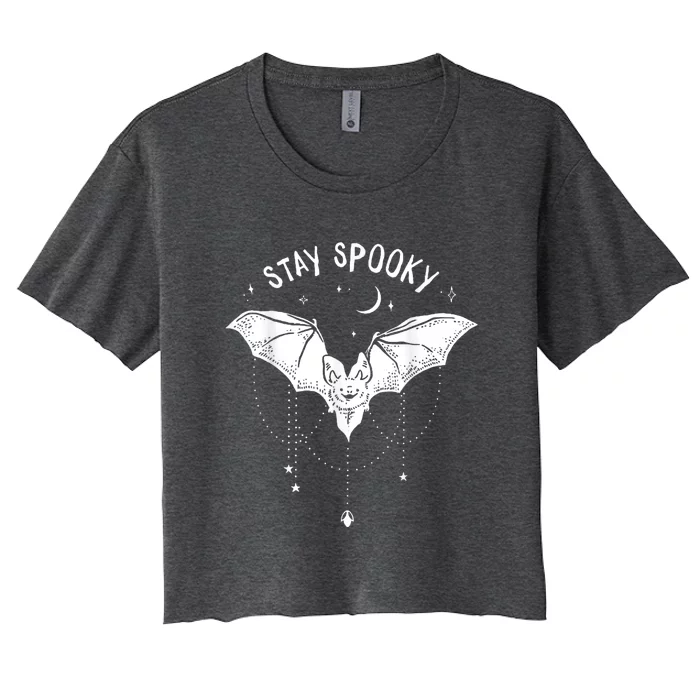 Funny Stay Spooky Cute Vampire Bat Halloween Women's Crop Top Tee