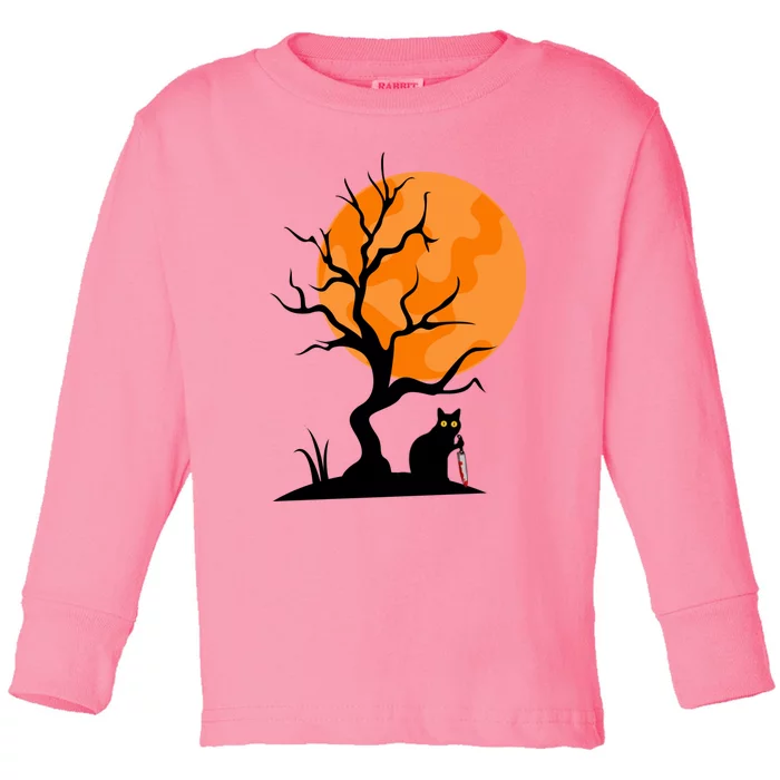 Funny Saying Spooky Season Halloween Cat Lover Toddler Long Sleeve Shirt