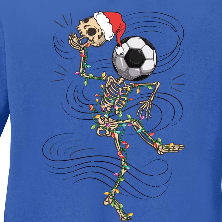 Funny Skeleton Soccer Ball Christmas Boys Xmas Gift Ladies Long Sleeve Shirt