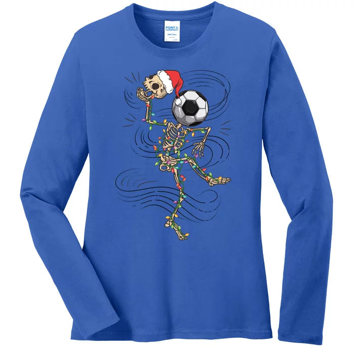 Funny Skeleton Soccer Ball Christmas Boys Xmas Gift Ladies Long Sleeve Shirt