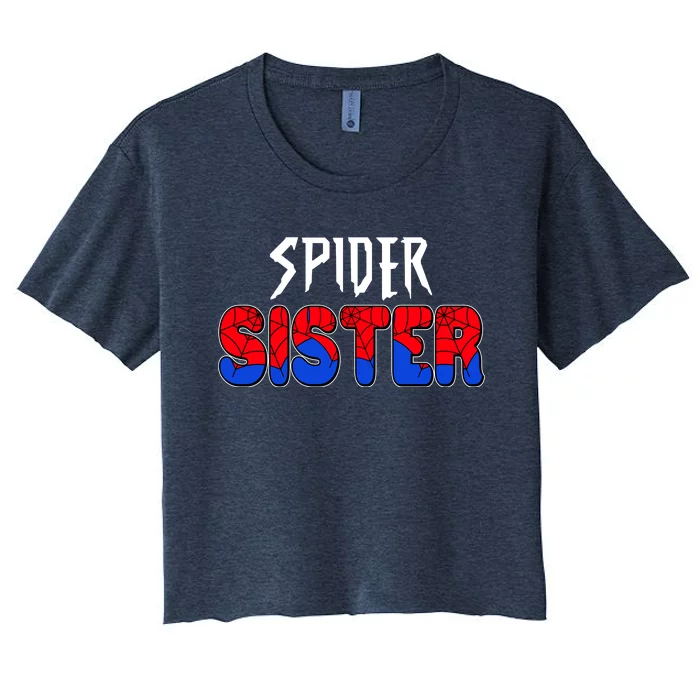 Funny Spider Sister Matching Family Shirts Women's Crop Top Tee