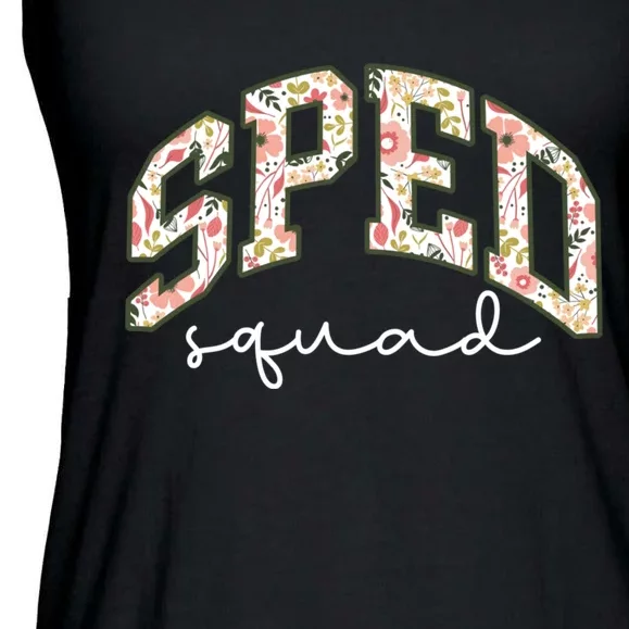 Floral Sped Squad Team Special Education Teacher Life Ladies Essential Flowy Tank