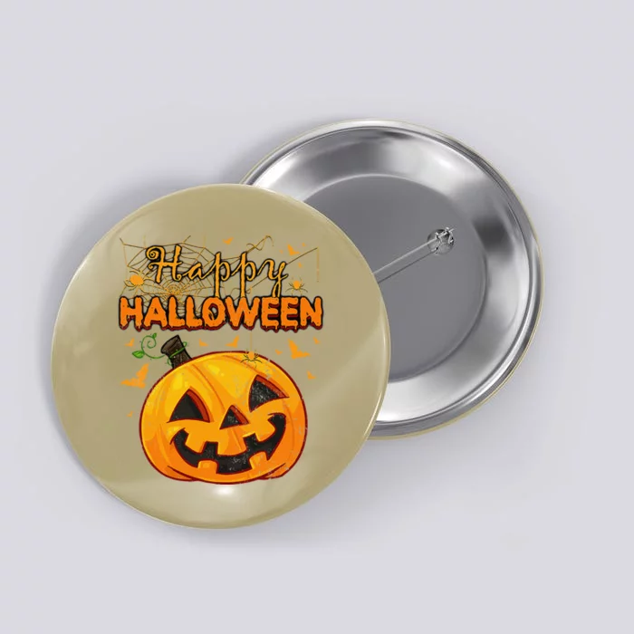 Funny Spooky Season Retro Pumpkin Happy Halloween Button