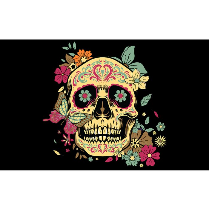 Floral Sugar Skull Dia De Los Muertos Dead Bumper Sticker