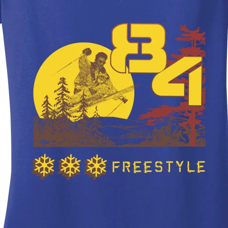 Freestyle Skiing Ski Sport Gift Women's V-Neck T-Shirt