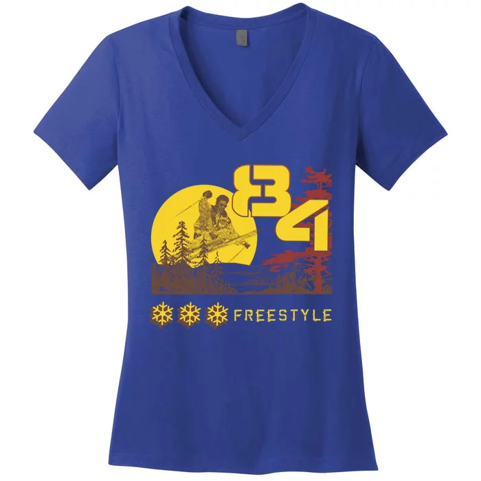 Freestyle Skiing Ski Sport Gift Women's V-Neck T-Shirt