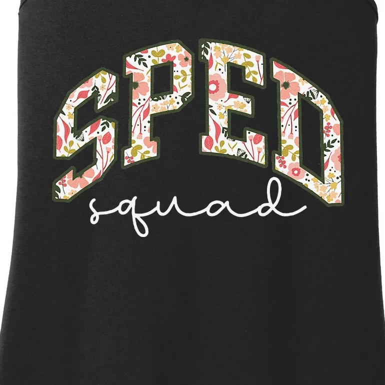 Floral Sped Squad Team Special Education Teacher Life Ladies Essential Tank