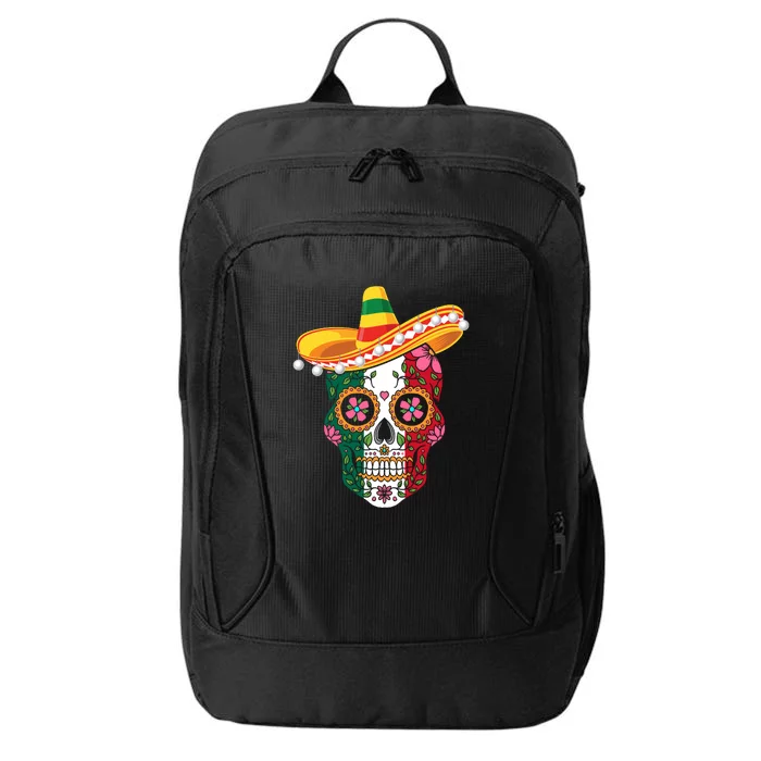 Flower Sugar Skull Funny Day Of The Dead Cinco De Mayo Gift For Men Women City Backpack