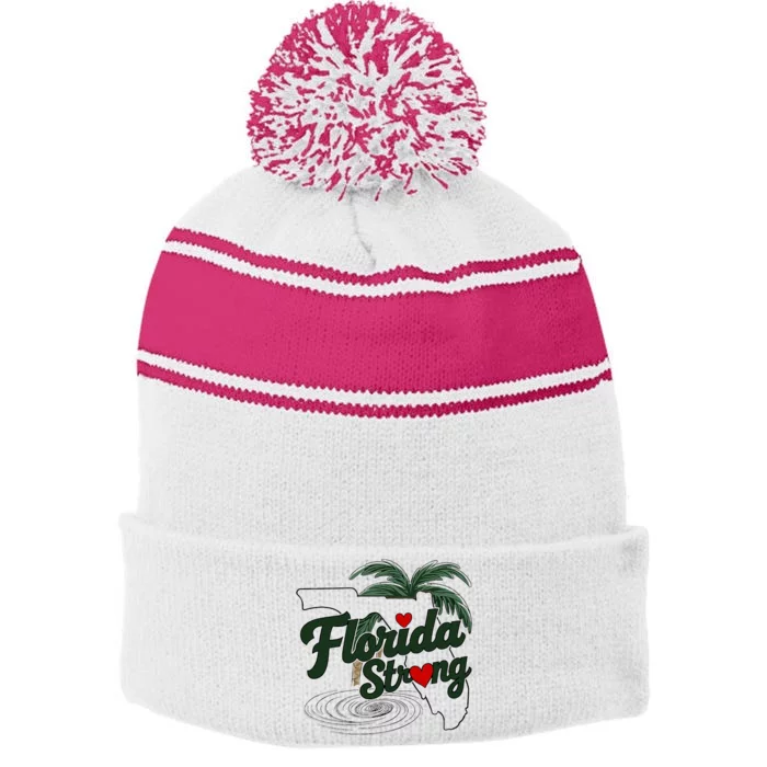 Florida Strong Support Florida Stripe Pom Pom Beanie