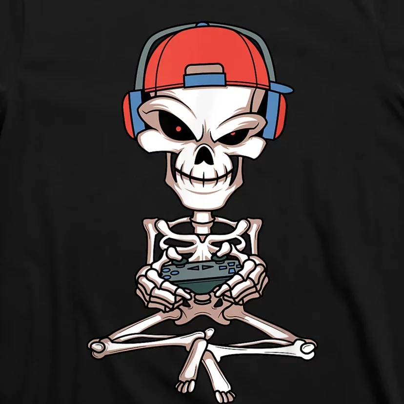 Funny Skeleton Skull Video Gamer Halloween Outfit T-Shirt