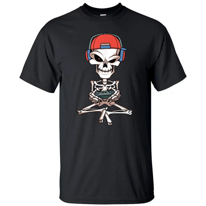 Funny Skeleton Skull Video Gamer Halloween Outfit Tall T-Shirt