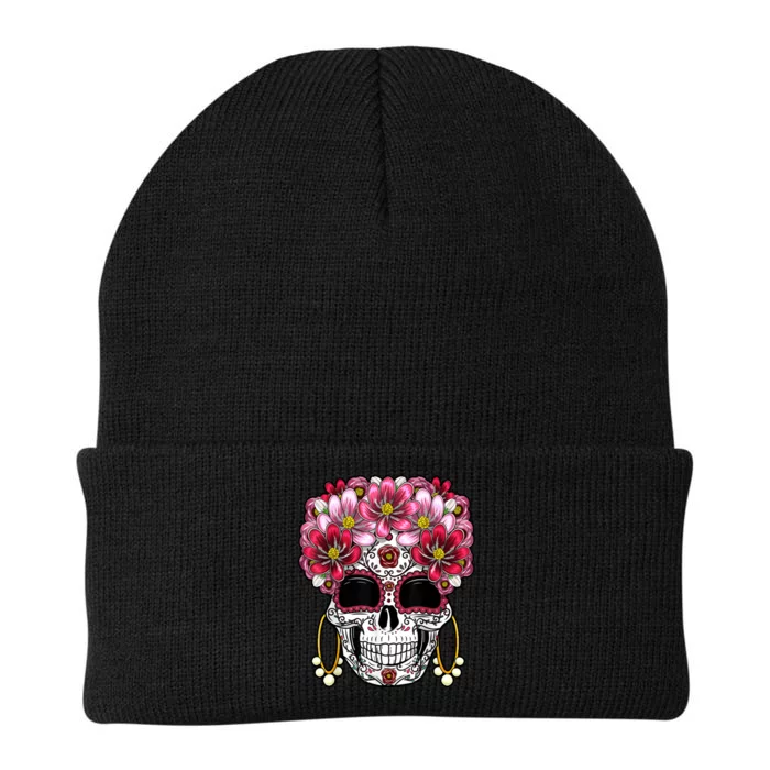 Floral Sugar Skeleton Cool Graphic Skull Knit Cap Winter Beanie