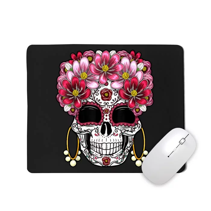 Floral Sugar Skeleton Cool Graphic Skull Mousepad