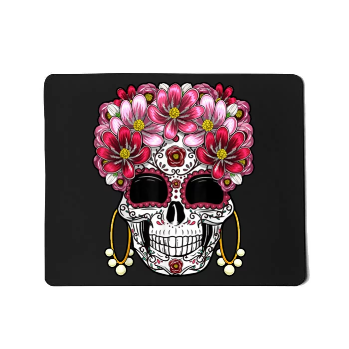 Floral Sugar Skeleton Cool Graphic Skull Mousepad