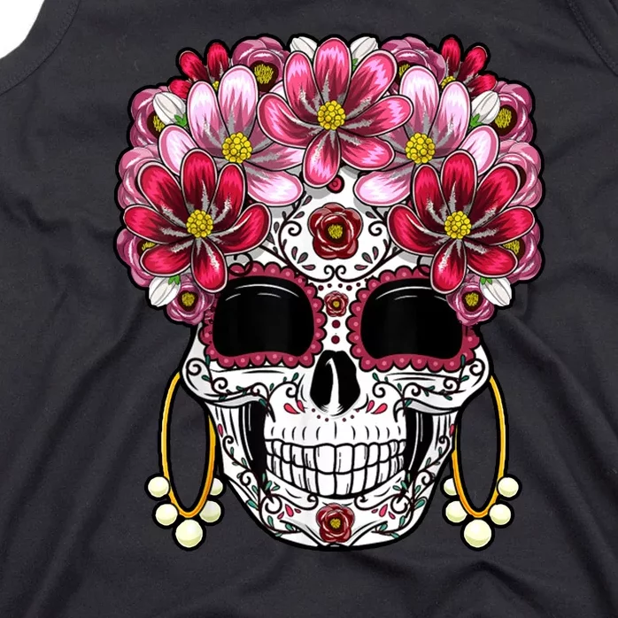 Floral Sugar Skeleton Cool Graphic Skull Tank Top