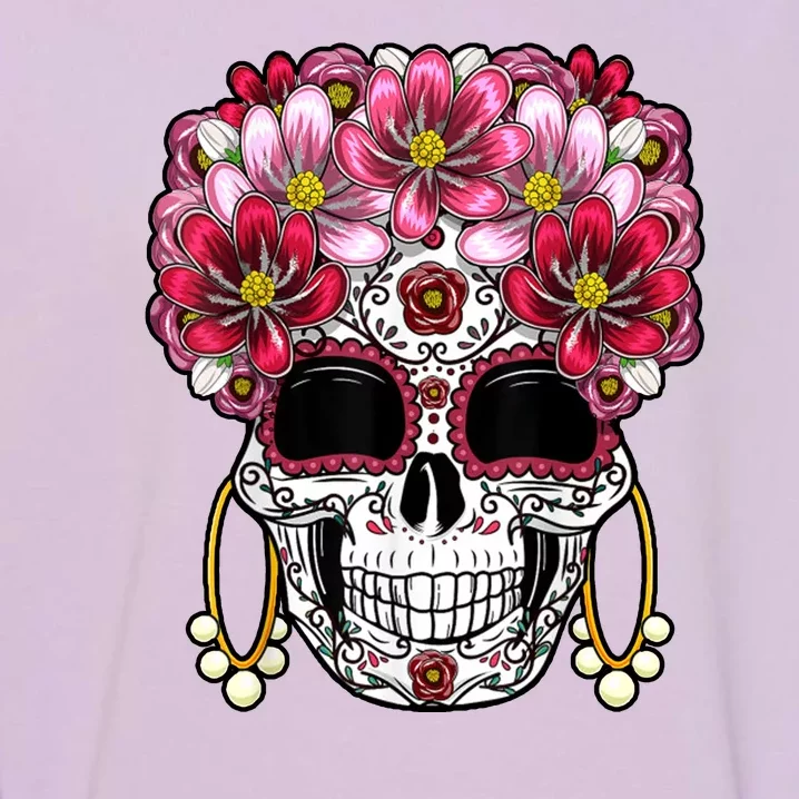 Floral Sugar Skeleton Cool Graphic Skull Garment-Dyed Sweatshirt