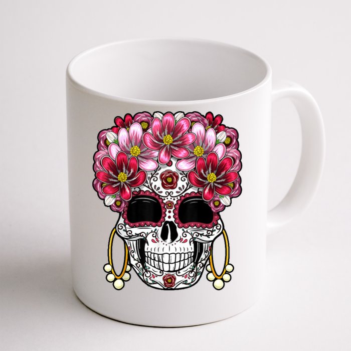 Floral Sugar Skeleton Cool Graphic Skull Front & Back Coffee Mug